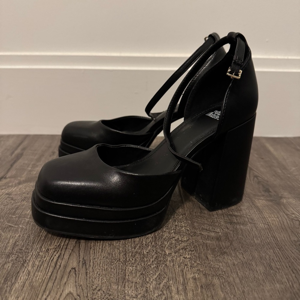 wild fable Black Platform Mary Jane Block Heels with Ankle Strap